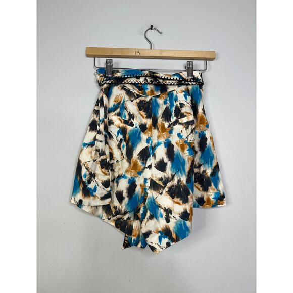NWT Hunter Bell Ashton Short Tie Waist Blue & Tan Tie Dye High Waist Size: 0 - Picture 6 of 7